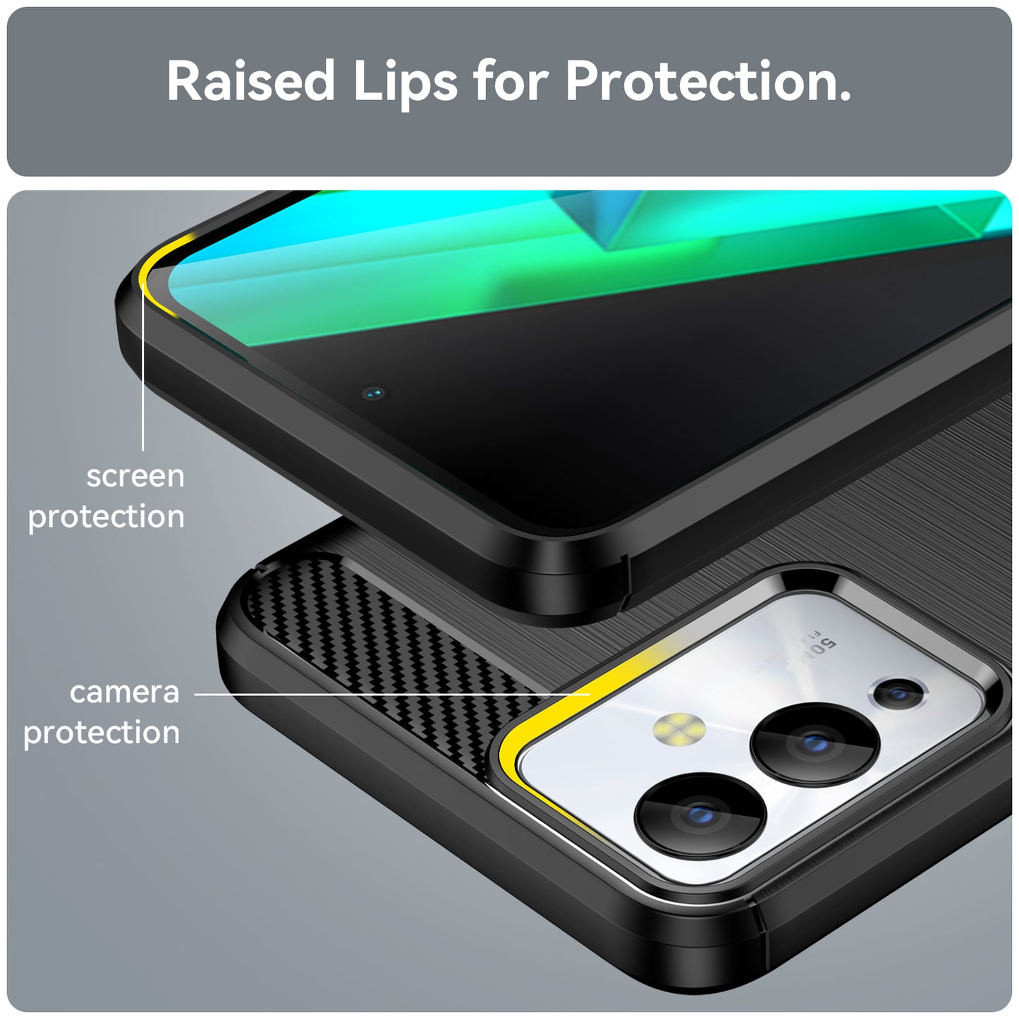 For Infinix Note 12i Phone Case, Carbon Fiber Texture Soft TPU Brushed Surface Protective Cover
