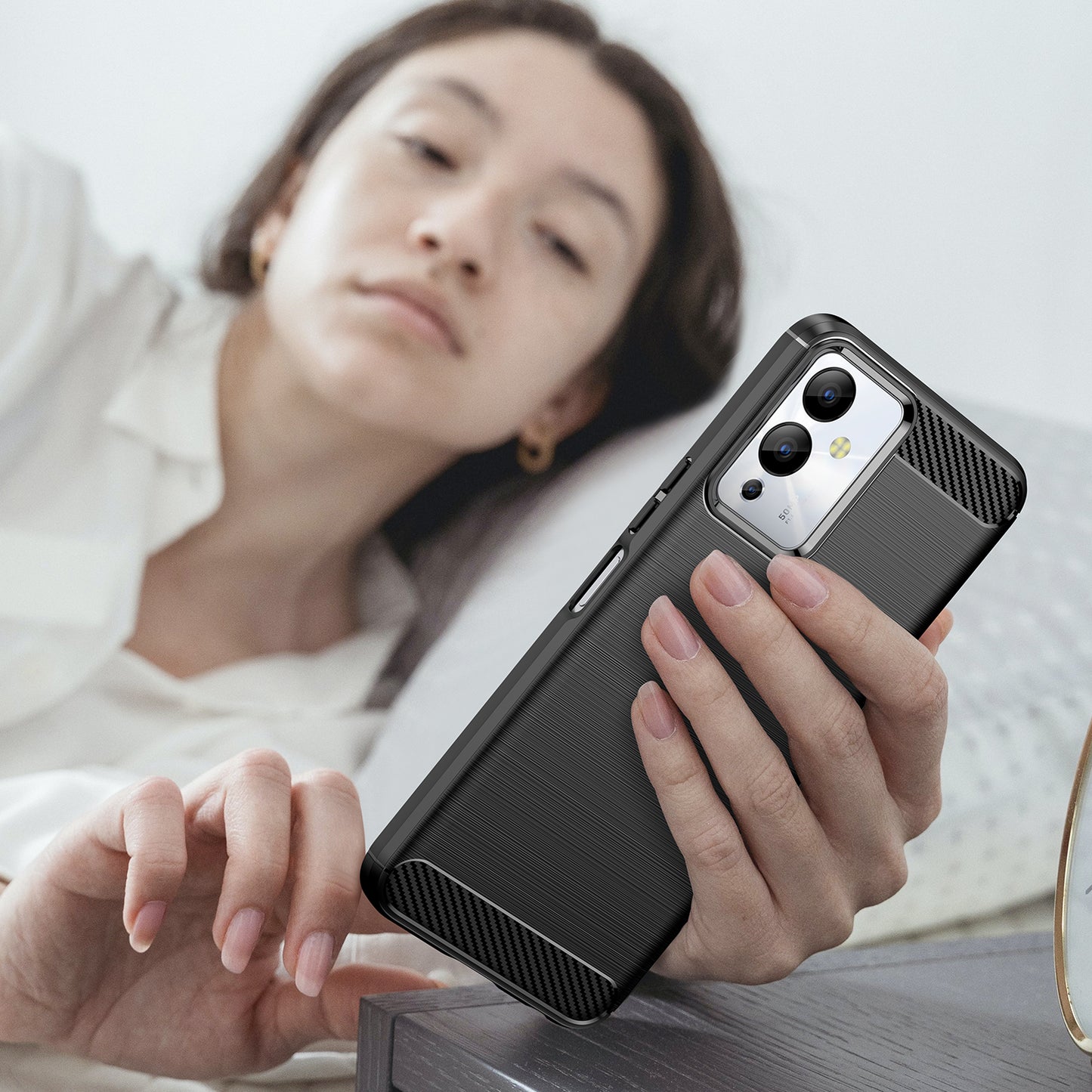 For Infinix Note 12i Phone Case, Carbon Fiber Texture Soft TPU Brushed Surface Protective Cover