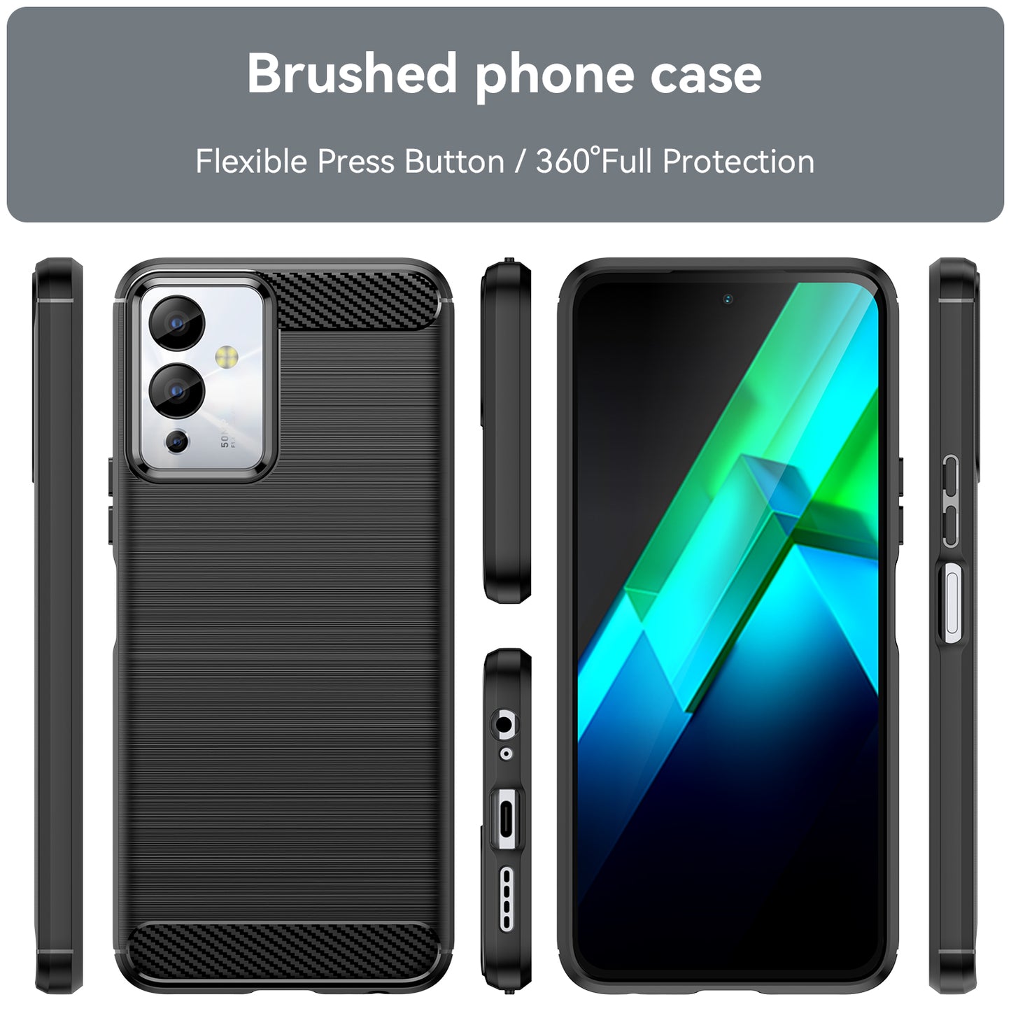 For Infinix Note 12i Phone Case, Carbon Fiber Texture Soft TPU Brushed Surface Protective Cover