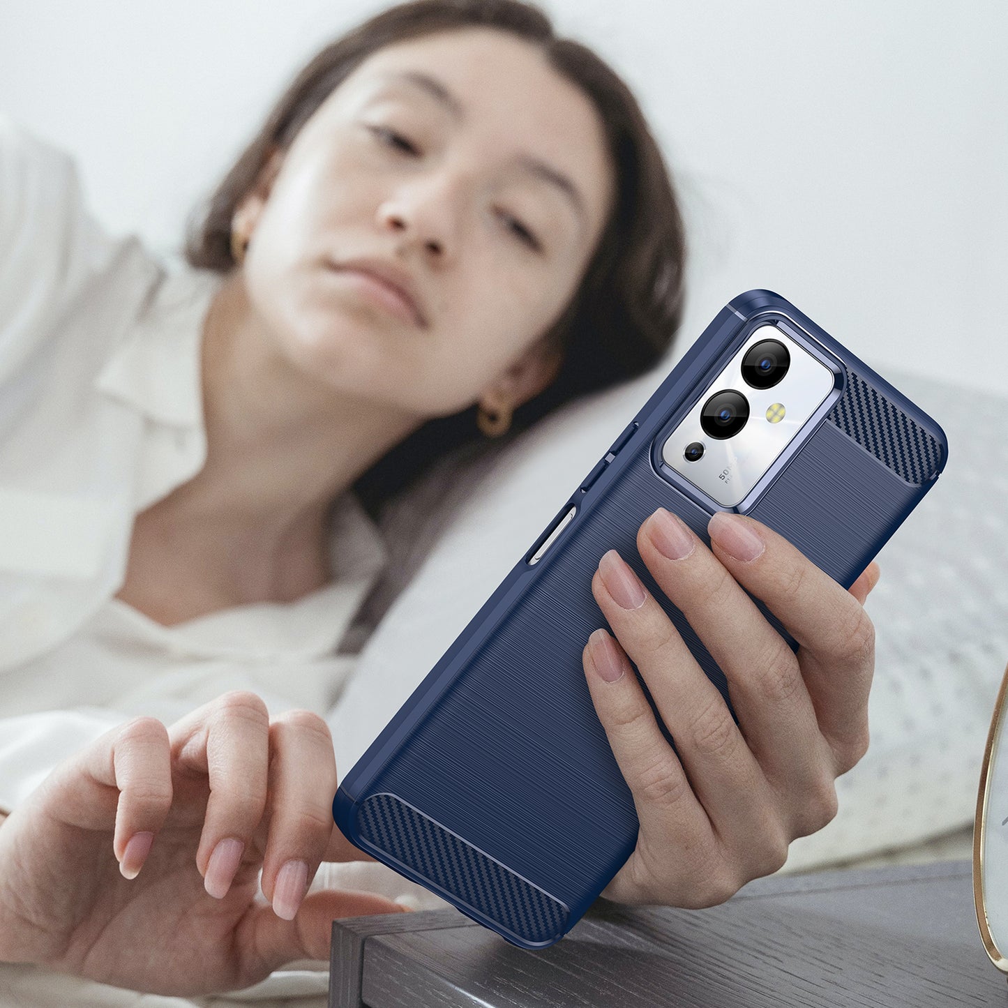 For Infinix Note 12i Phone Case, Carbon Fiber Texture Soft TPU Brushed Surface Protective Cover