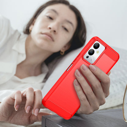 For Infinix Note 12i Phone Case, Carbon Fiber Texture Soft TPU Brushed Surface Protective Cover