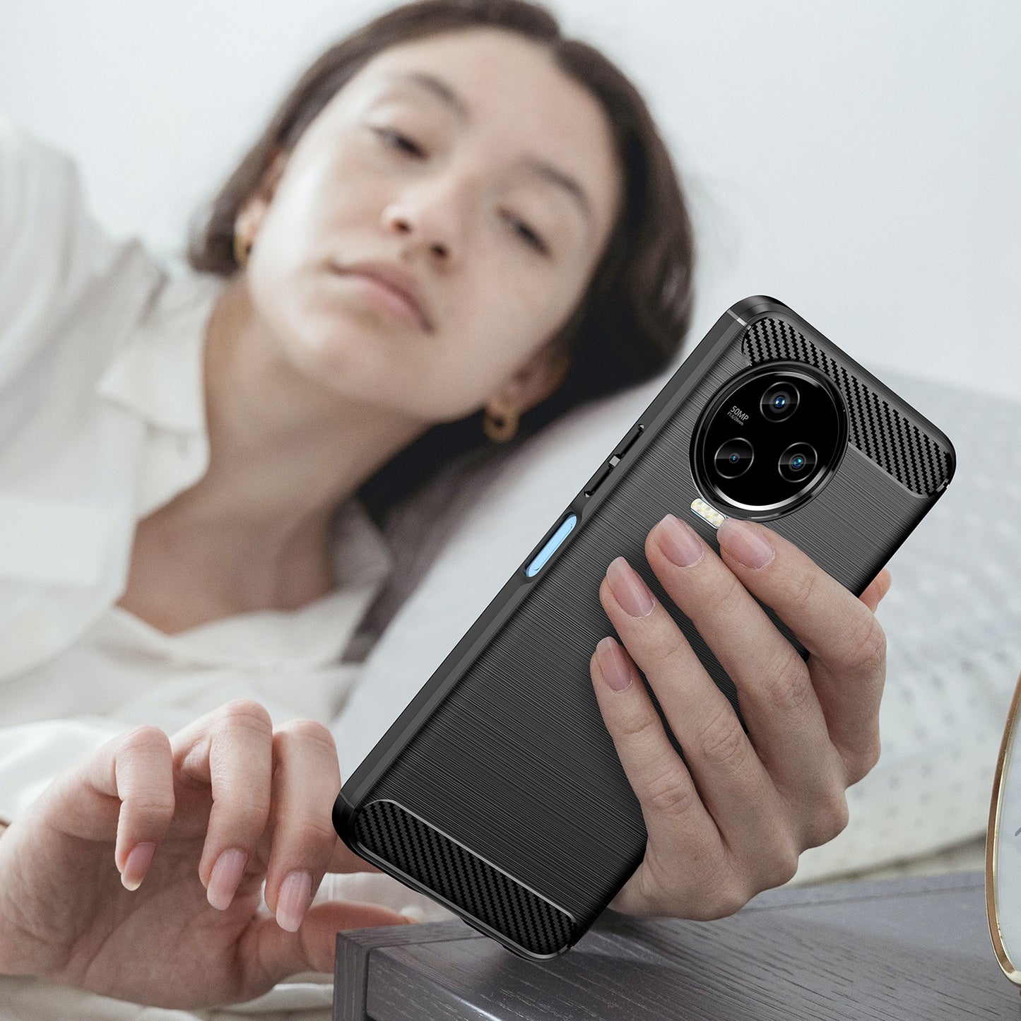 For Infinix Note 12 Pro 4G Carbon Fiber Texture Phone Case Shock-absorbing TPU Brushed Surface Protective Cover