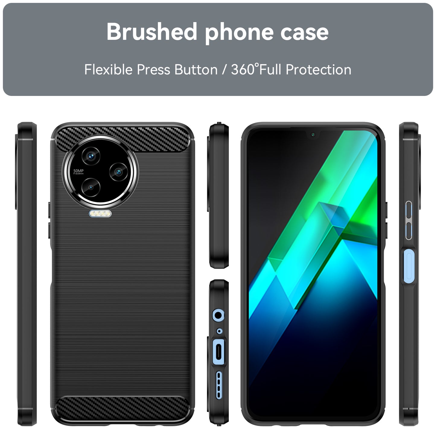 For Infinix Note 12 Pro 4G Carbon Fiber Texture Phone Case Shock-absorbing TPU Brushed Surface Protective Cover