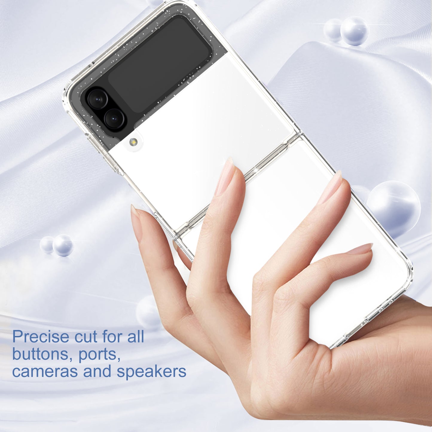 For Samsung Galaxy Z Flip4 5G Glitter Powder IMD Clear Phone Case Anti-Scratch Soft TPU  Shockproof Protective Cover