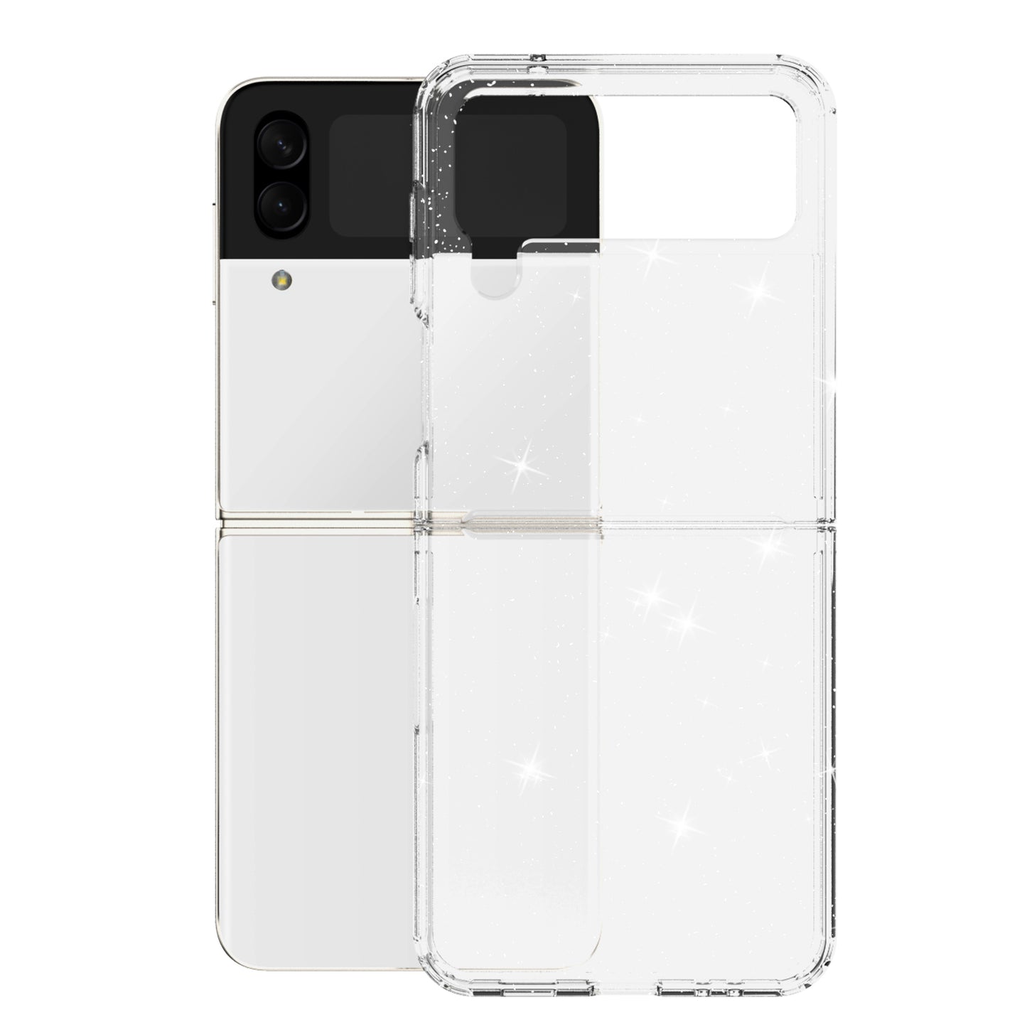 For Samsung Galaxy Z Flip4 5G Glitter Powder IMD Clear Phone Case Anti-Scratch Soft TPU  Shockproof Protective Cover