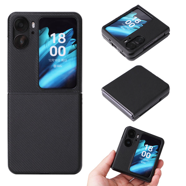 For Oppo Find N2 Flip 5G Anti-scratch Phone Back Cover PU Leather + PC Non-slip Phone Case