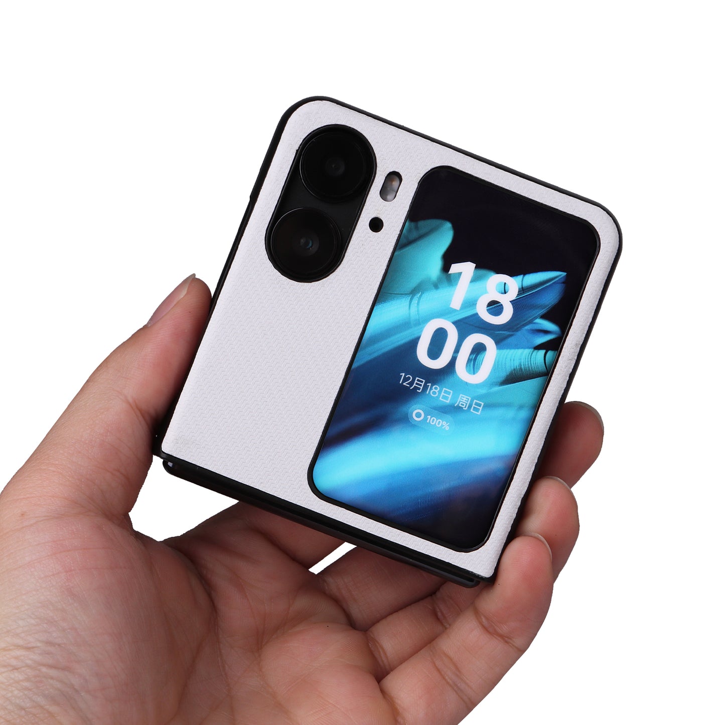 For Oppo Find N2 Flip 5G Anti-scratch Phone Back Cover PU Leather + PC Non-slip Phone Case