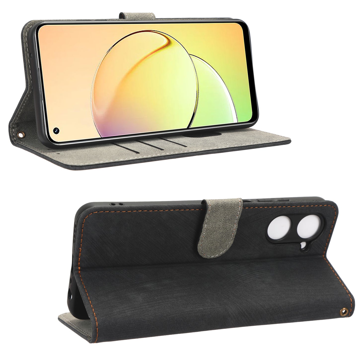 RFID Blocking Anti-scratch Phone Case For Realme 10 4G, Anti-fall Magnetic PU Leather Phone Cover with Wallet Stand