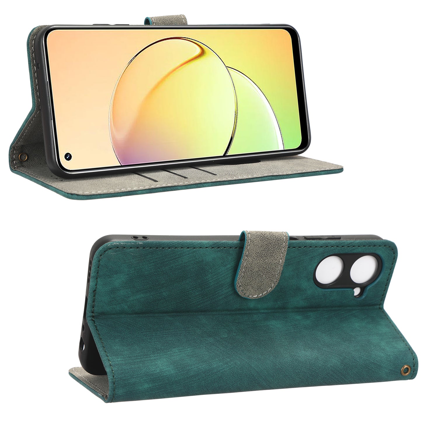 RFID Blocking Anti-scratch Phone Case For Realme 10 4G, Anti-fall Magnetic PU Leather Phone Cover with Wallet Stand