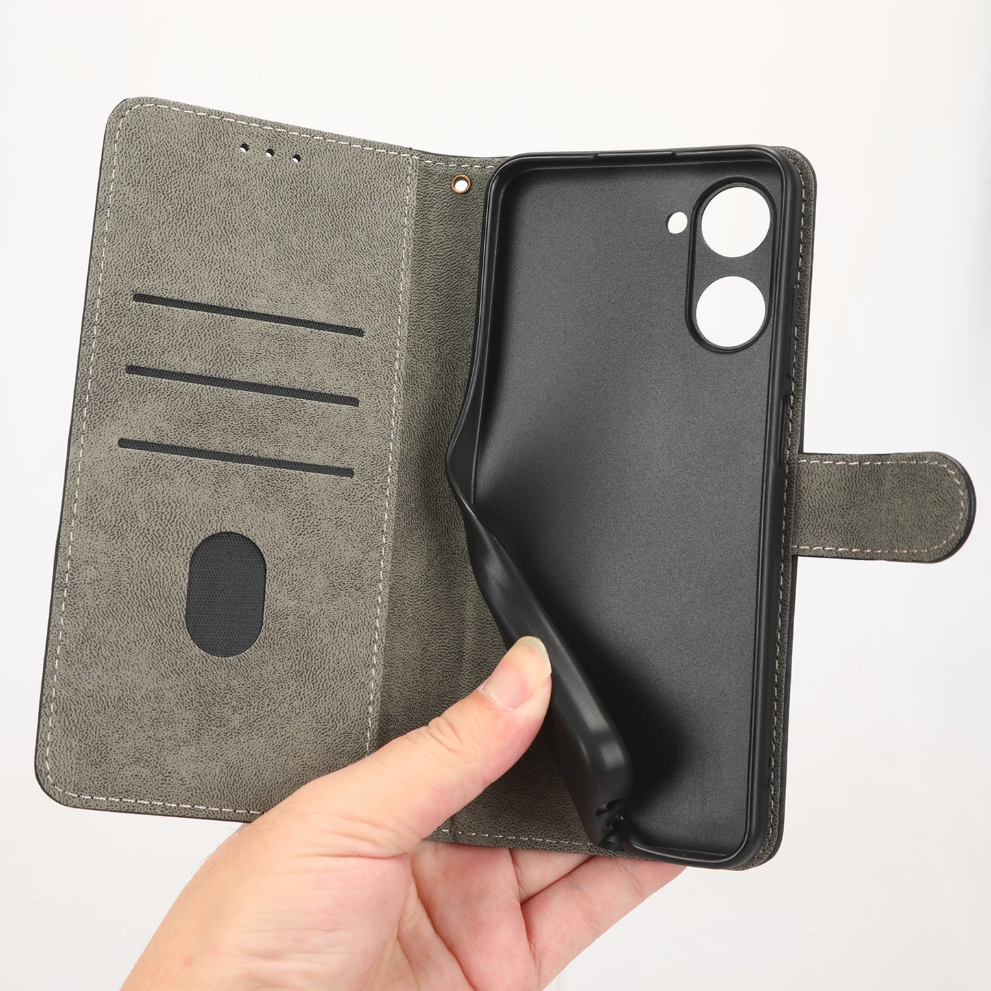 RFID Blocking Anti-scratch Phone Case For Realme 10 4G, Anti-fall Magnetic PU Leather Phone Cover with Wallet Stand