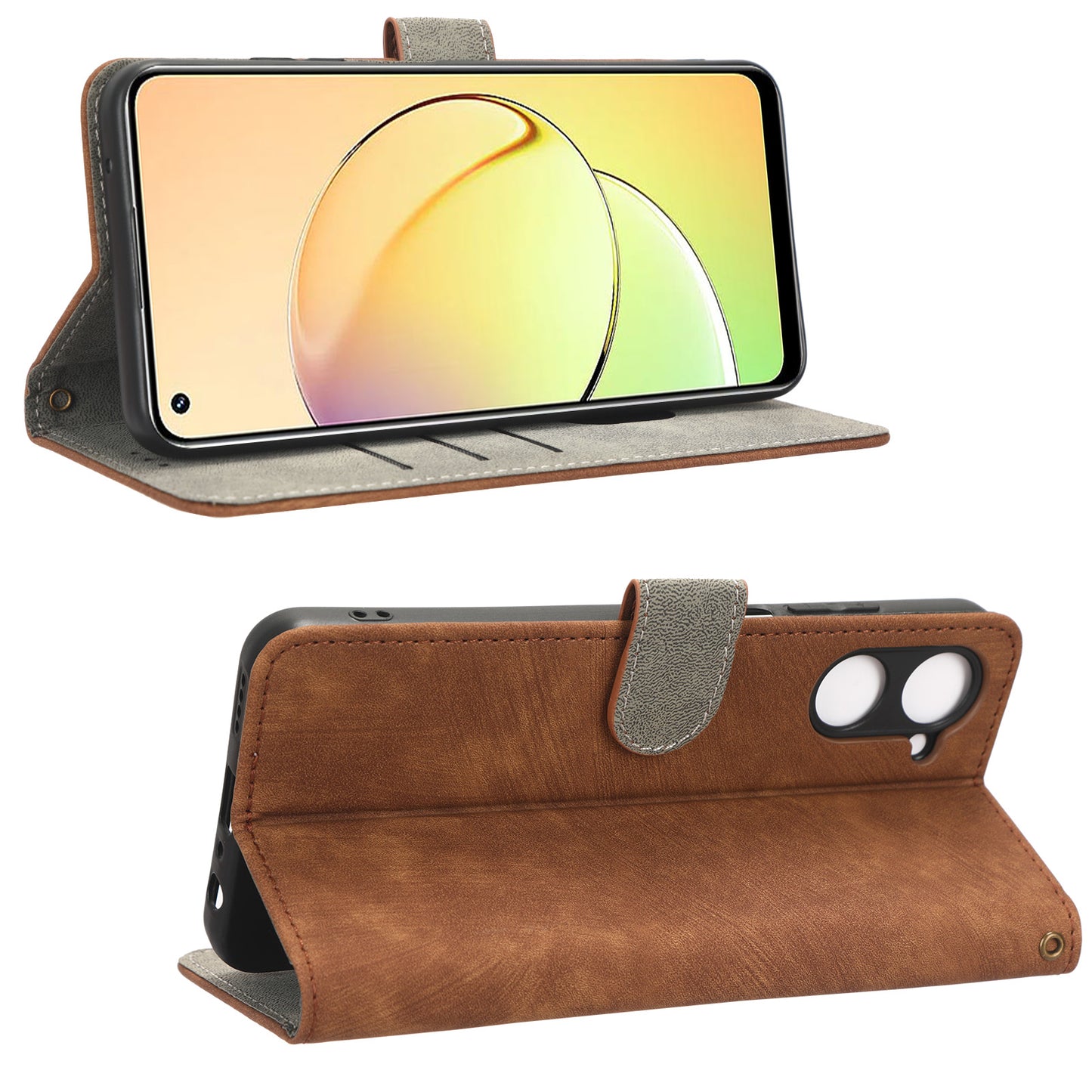 RFID Blocking Anti-scratch Phone Case For Realme 10 4G, Anti-fall Magnetic PU Leather Phone Cover with Wallet Stand