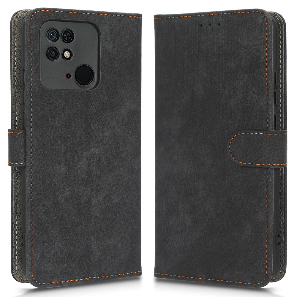 RFID Blocking Magnetic Phone Case For Xiaomi Redmi 10C 4G / Redmi 10 (India) 4G, PU Leather Anti-fall Protective Phone Cover with Wallet Stand
