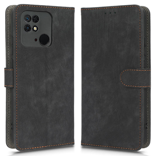 RFID Blocking Magnetic Phone Case For Xiaomi Redmi 10C 4G / Redmi 10 (India) 4G, PU Leather Anti-fall Protective Phone Cover with Wallet Stand