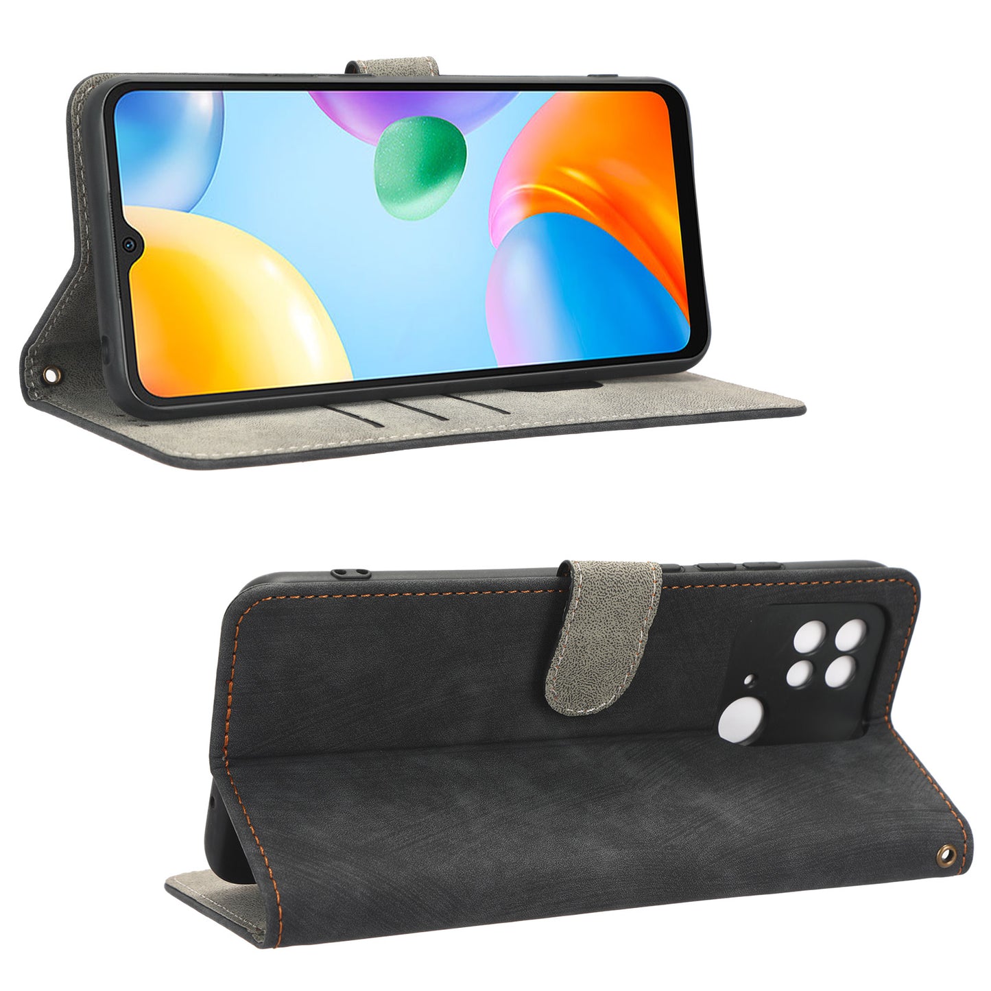 RFID Blocking Magnetic Phone Case For Xiaomi Redmi 10C 4G / Redmi 10 (India) 4G, PU Leather Anti-fall Protective Phone Cover with Wallet Stand