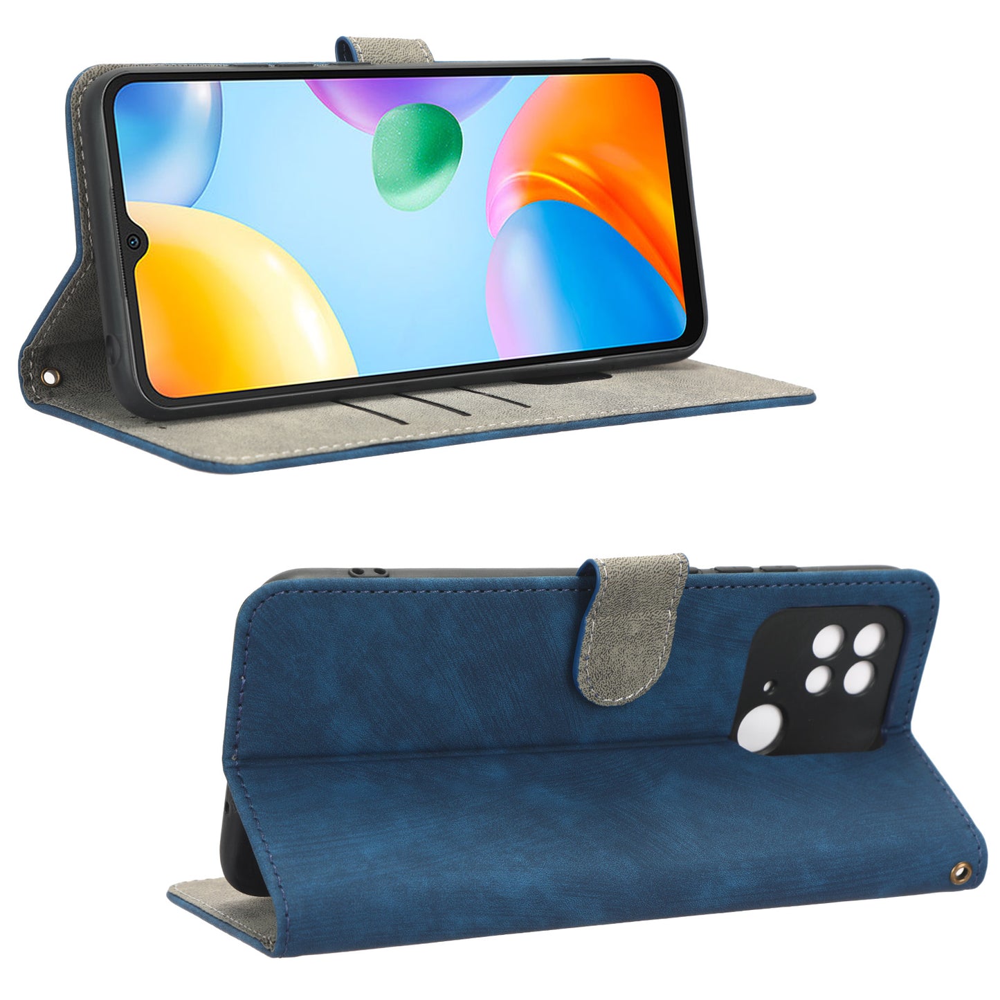 RFID Blocking Magnetic Phone Case For Xiaomi Redmi 10C 4G / Redmi 10 (India) 4G, PU Leather Anti-fall Protective Phone Cover with Wallet Stand
