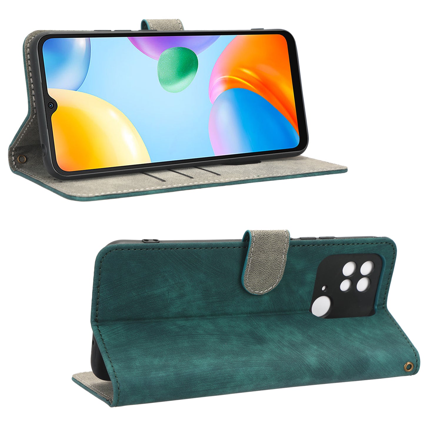 RFID Blocking Magnetic Phone Case For Xiaomi Redmi 10C 4G / Redmi 10 (India) 4G, PU Leather Anti-fall Protective Phone Cover with Wallet Stand