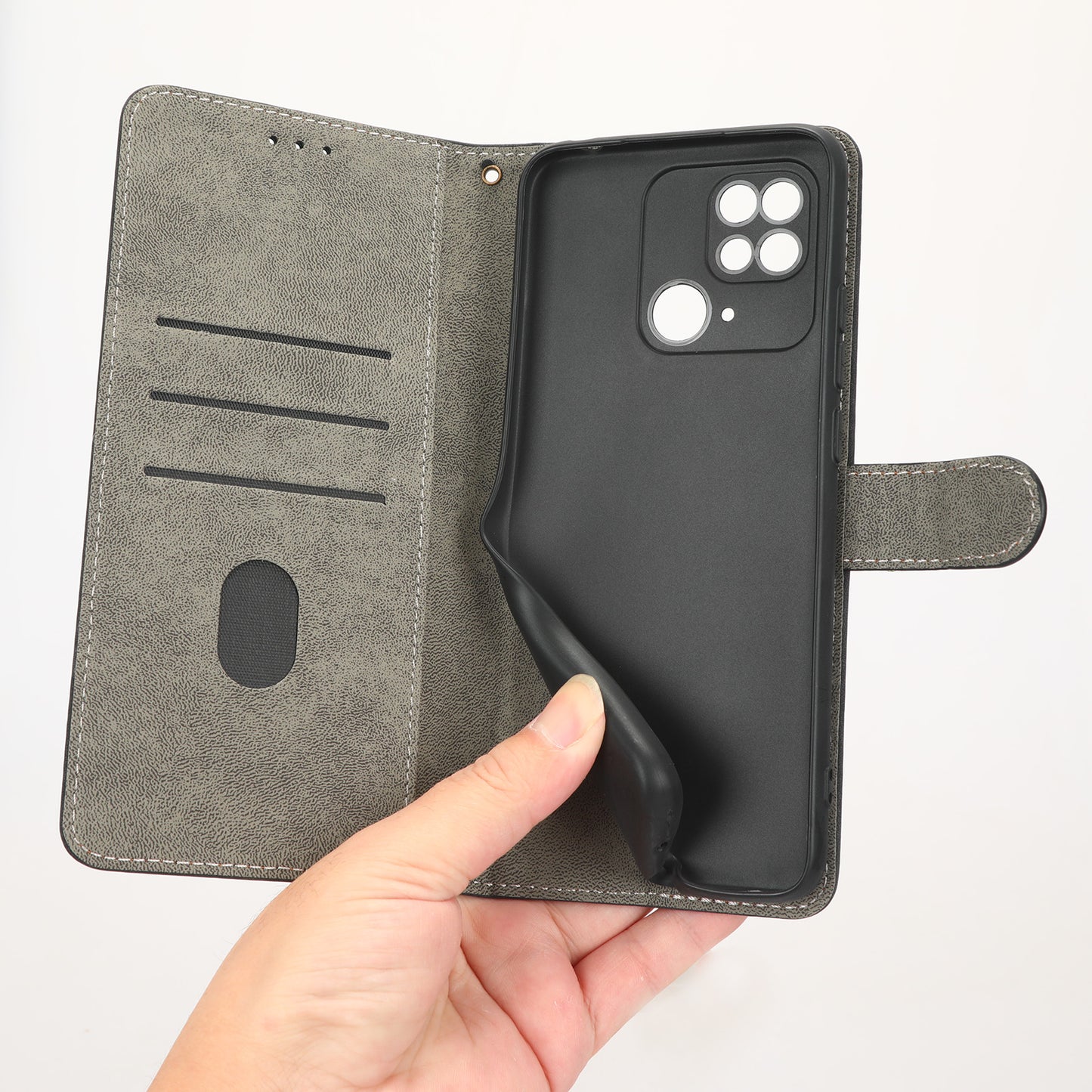RFID Blocking Magnetic Phone Case For Xiaomi Redmi 10C 4G / Redmi 10 (India) 4G, PU Leather Anti-fall Protective Phone Cover with Wallet Stand