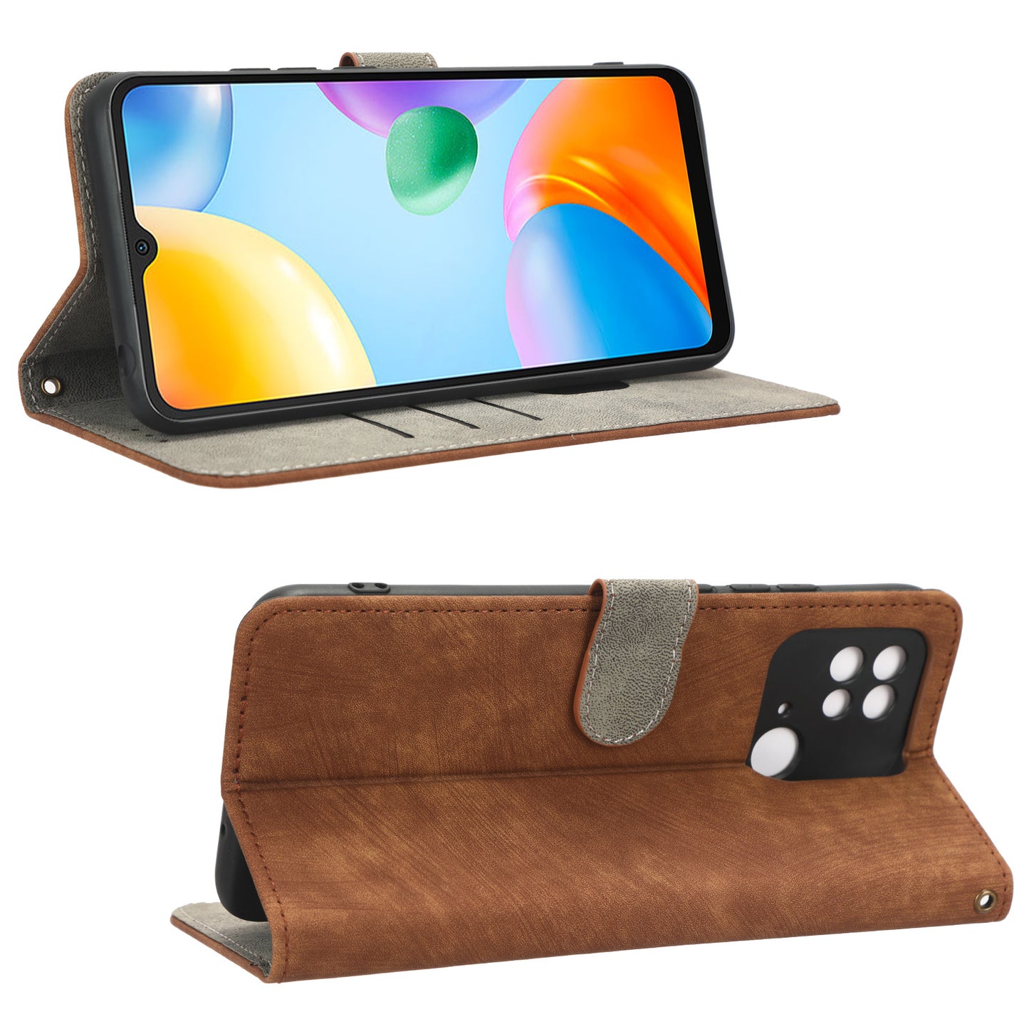 RFID Blocking Magnetic Phone Case For Xiaomi Redmi 10C 4G / Redmi 10 (India) 4G, PU Leather Anti-fall Protective Phone Cover with Wallet Stand