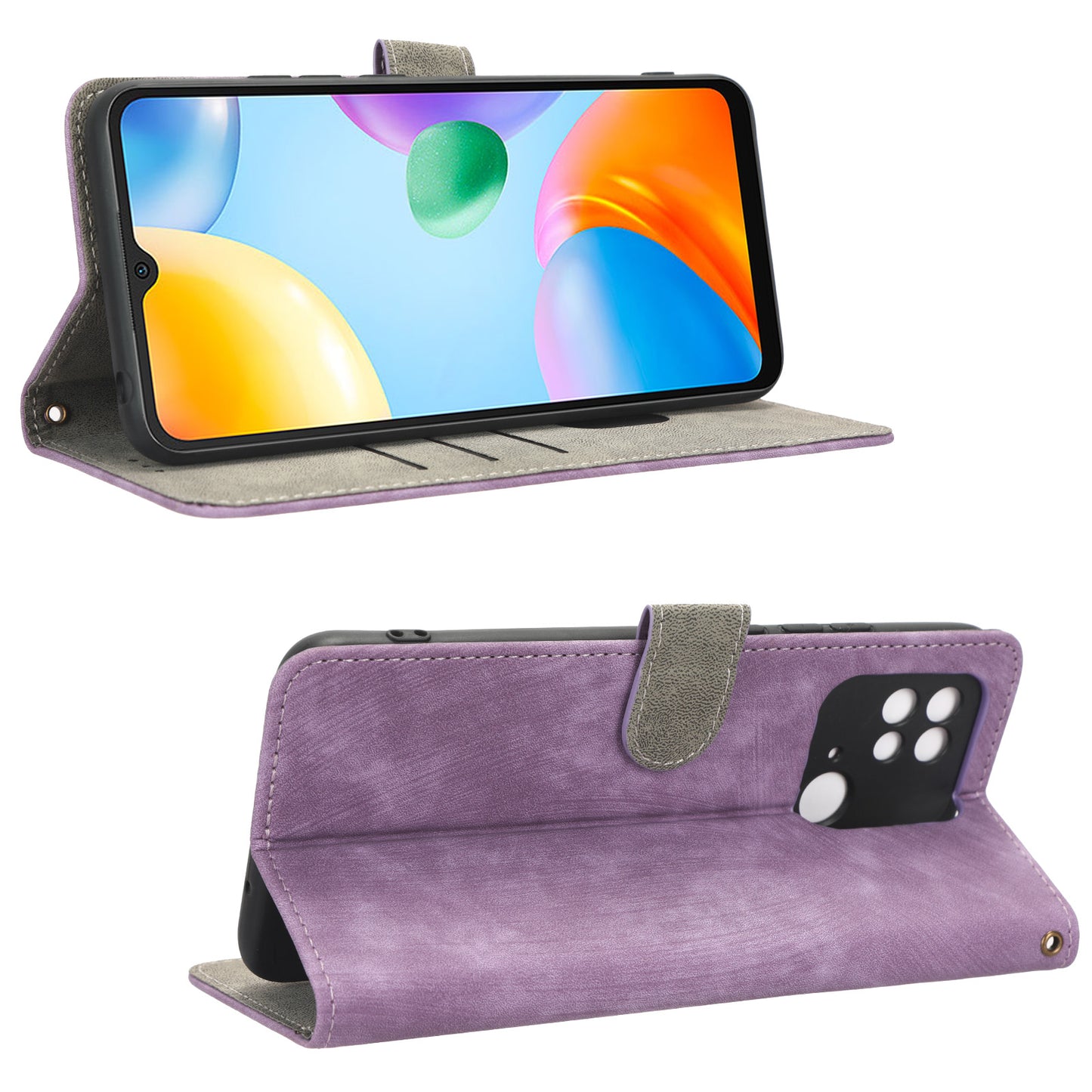 RFID Blocking Magnetic Phone Case For Xiaomi Redmi 10C 4G / Redmi 10 (India) 4G, PU Leather Anti-fall Protective Phone Cover with Wallet Stand