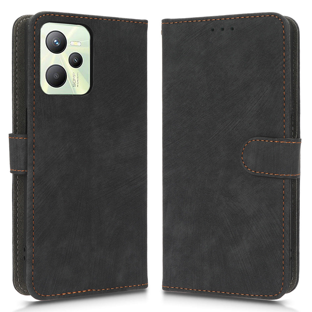 For Realme C35 4G / Narzo 50A Prime Magnetic PU Leather Anti-shock Phone Cover RFID Blocking Full Protection Phone Case with Wallet Stand