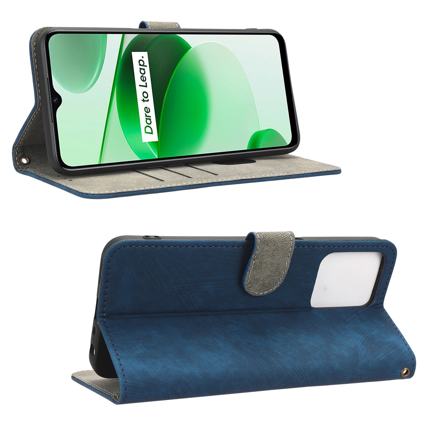 For Realme C35 4G / Narzo 50A Prime Magnetic PU Leather Anti-shock Phone Cover RFID Blocking Full Protection Phone Case with Wallet Stand