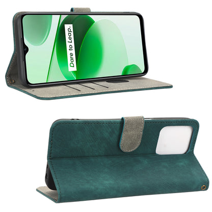 For Realme C35 4G / Narzo 50A Prime Magnetic PU Leather Anti-shock Phone Cover RFID Blocking Full Protection Phone Case with Wallet Stand