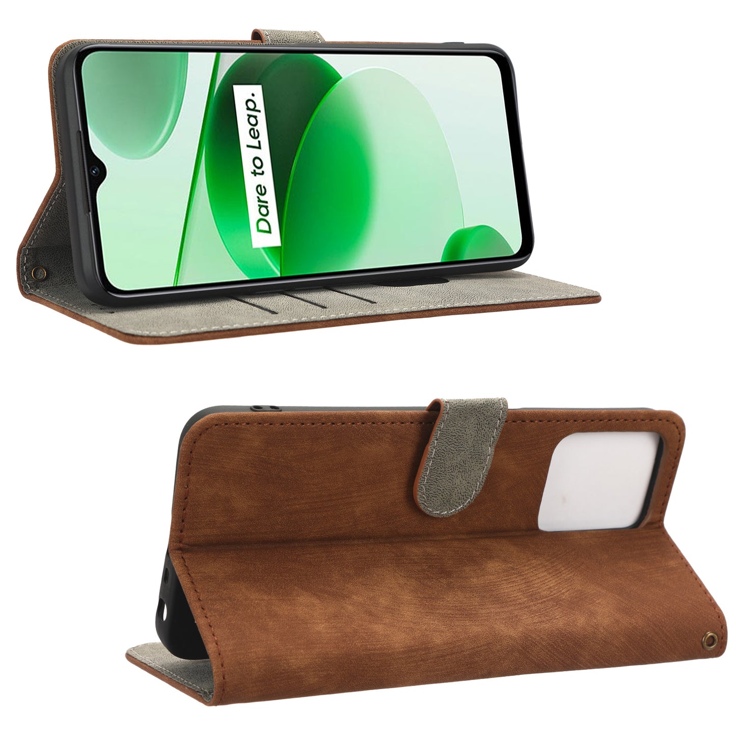 For Realme C35 4G / Narzo 50A Prime Magnetic PU Leather Anti-shock Phone Cover RFID Blocking Full Protection Phone Case with Wallet Stand
