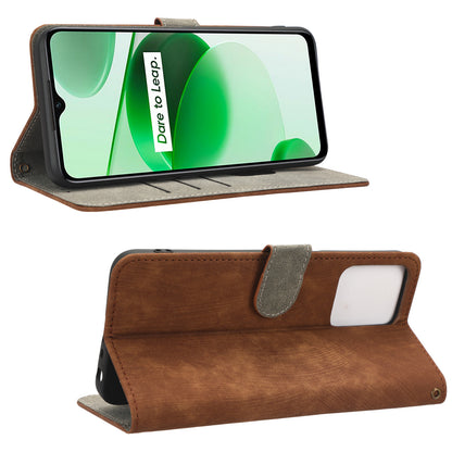For Realme C35 4G / Narzo 50A Prime Magnetic PU Leather Anti-shock Phone Cover RFID Blocking Full Protection Phone Case with Wallet Stand