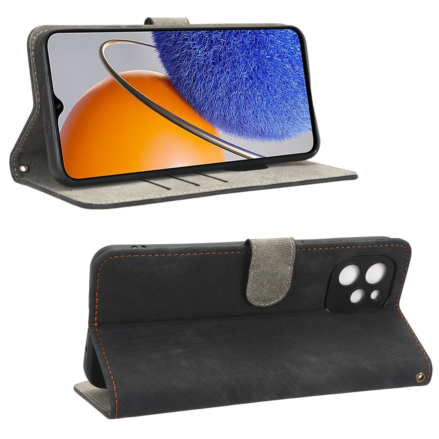RFID Blocking Magnetic Phone Case For Huawei nova Y61 4G / Enjoy 50z 4G, Anti-scratch PU Leather Phone Wallet  Cover with Stand