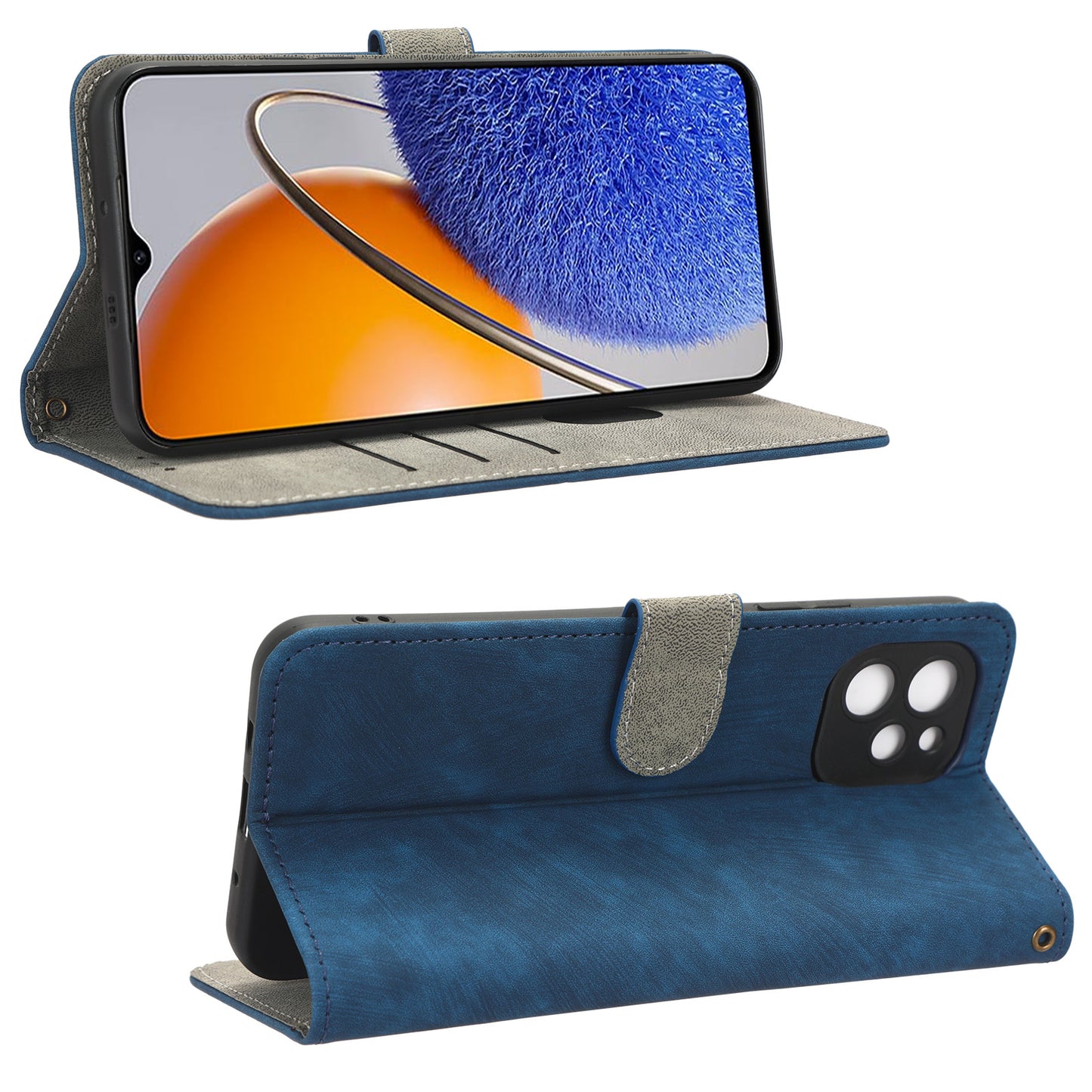 RFID Blocking Magnetic Phone Case For Huawei nova Y61 4G / Enjoy 50z 4G, Anti-scratch PU Leather Phone Wallet  Cover with Stand