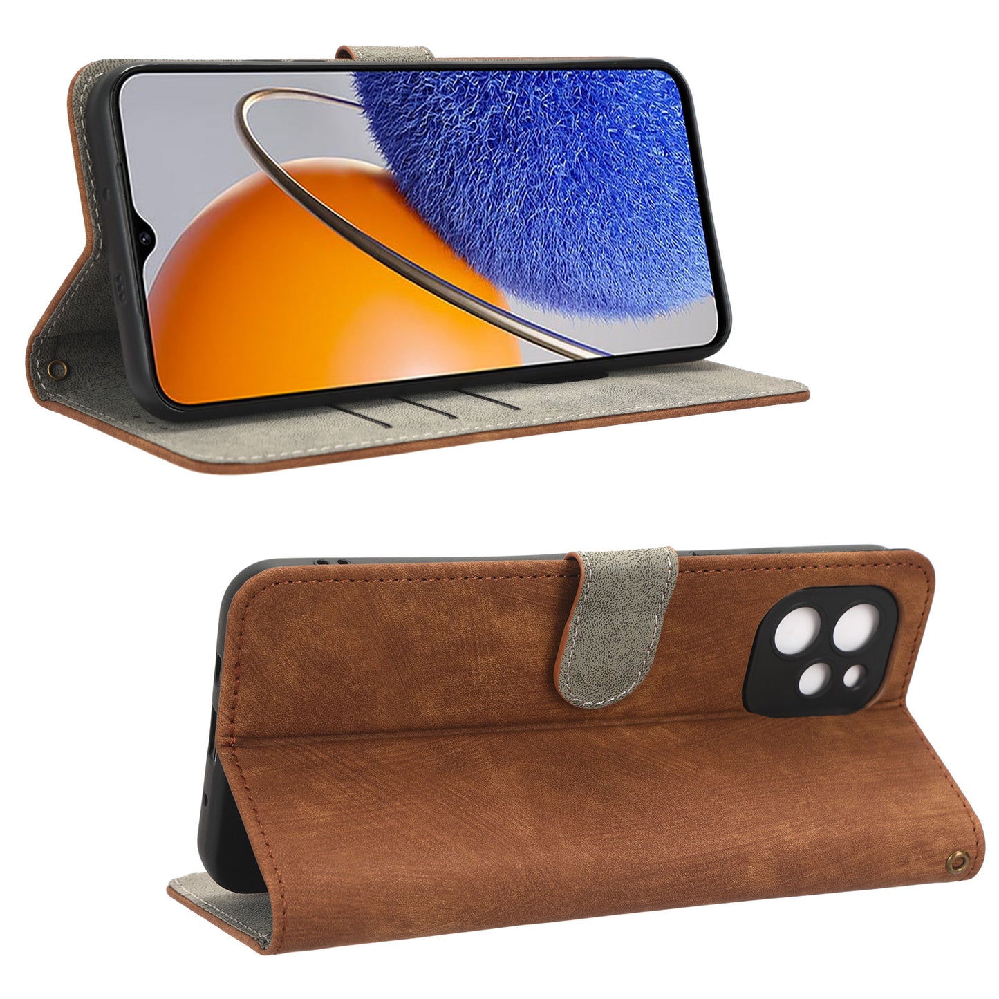 RFID Blocking Magnetic Phone Case For Huawei nova Y61 4G / Enjoy 50z 4G, Anti-scratch PU Leather Phone Wallet  Cover with Stand