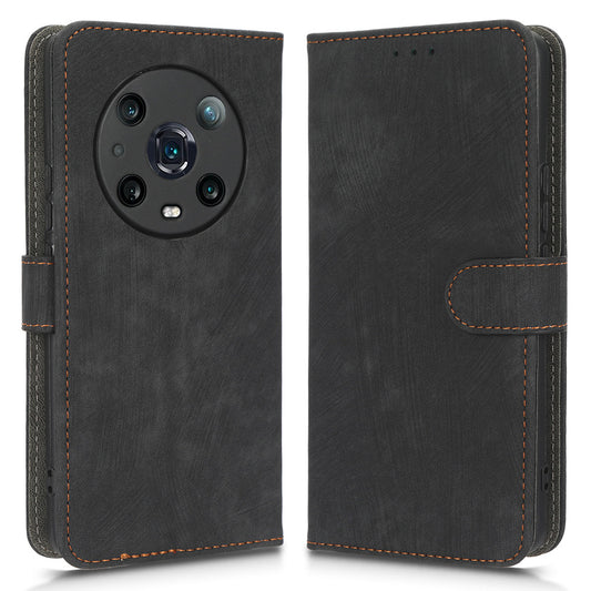 For Honor Magic4 Pro 5G RFID Blocking PU Leather Phone Case Protective Magnetic Mobile Phone Cover with Wallet Stand