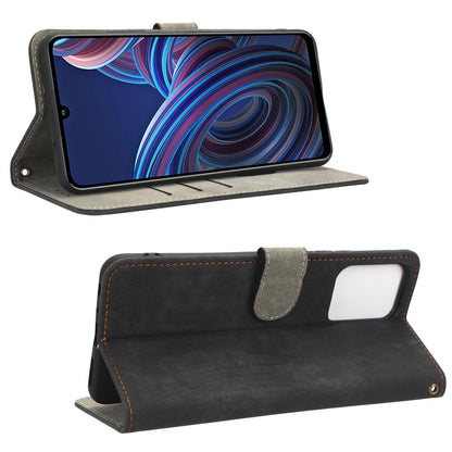 RFID Blocking Phone Case For ZTE Blade A72 5G, Magnetic Clasp Flip Leather Wallet Cover with Stand