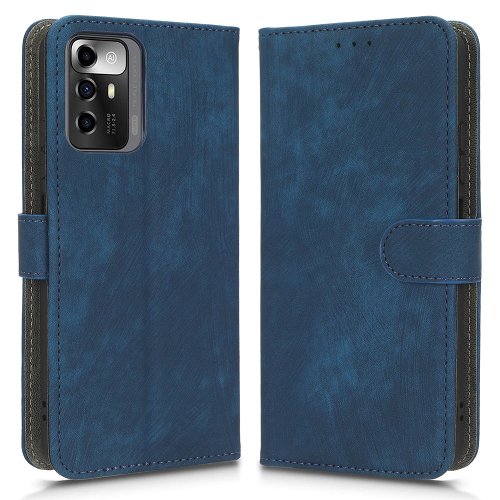 RFID Blocking Phone Case For ZTE Blade A72 5G, Magnetic Clasp Flip Leather Wallet Cover with Stand