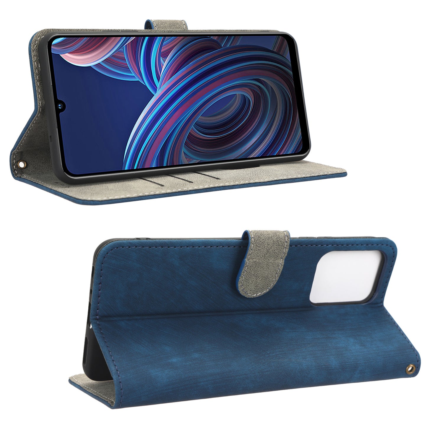RFID Blocking Phone Case For ZTE Blade A72 5G, Magnetic Clasp Flip Leather Wallet Cover with Stand