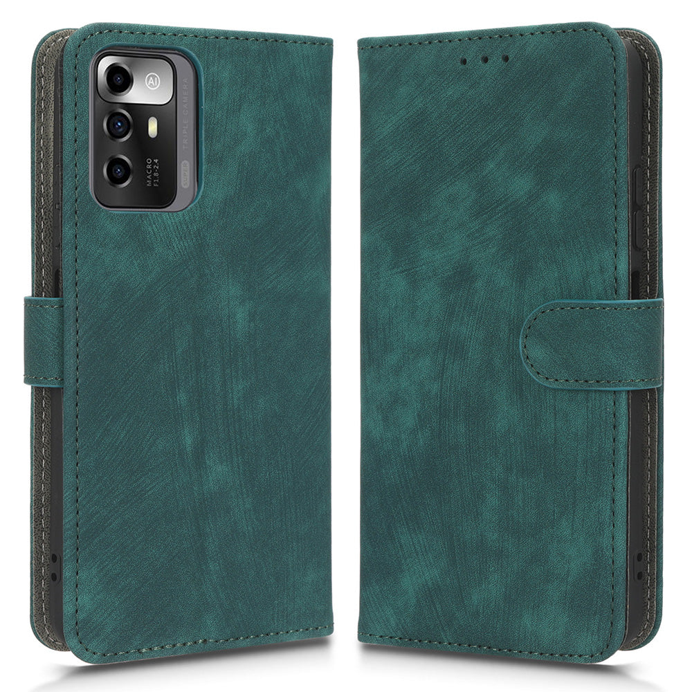 RFID Blocking Phone Case For ZTE Blade A72 5G, Magnetic Clasp Flip Leather Wallet Cover with Stand