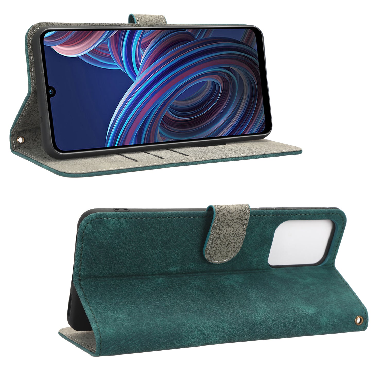 RFID Blocking Phone Case For ZTE Blade A72 5G, Magnetic Clasp Flip Leather Wallet Cover with Stand