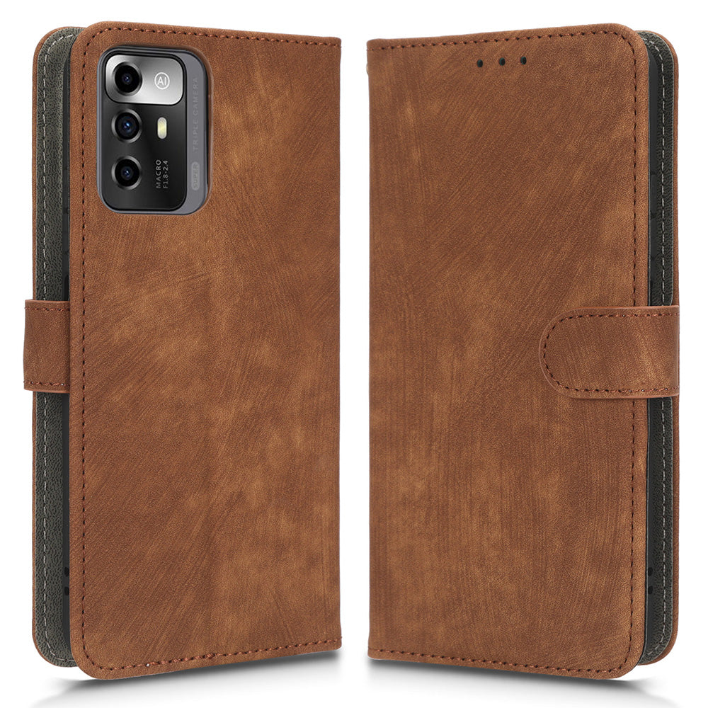RFID Blocking Phone Case For ZTE Blade A72 5G, Magnetic Clasp Flip Leather Wallet Cover with Stand