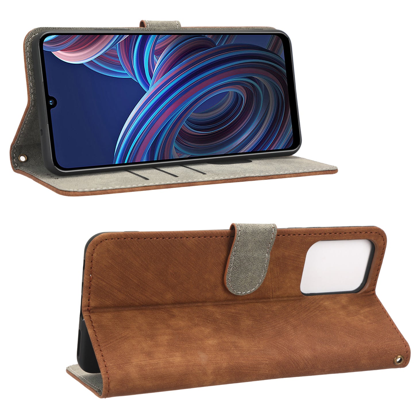 RFID Blocking Phone Case For ZTE Blade A72 5G, Magnetic Clasp Flip Leather Wallet Cover with Stand