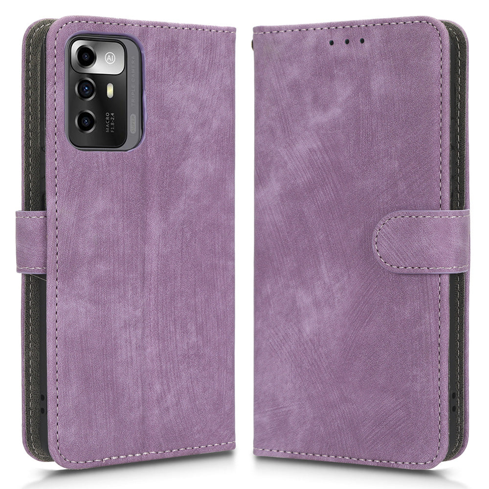 RFID Blocking Phone Case For ZTE Blade A72 5G, Magnetic Clasp Flip Leather Wallet Cover with Stand