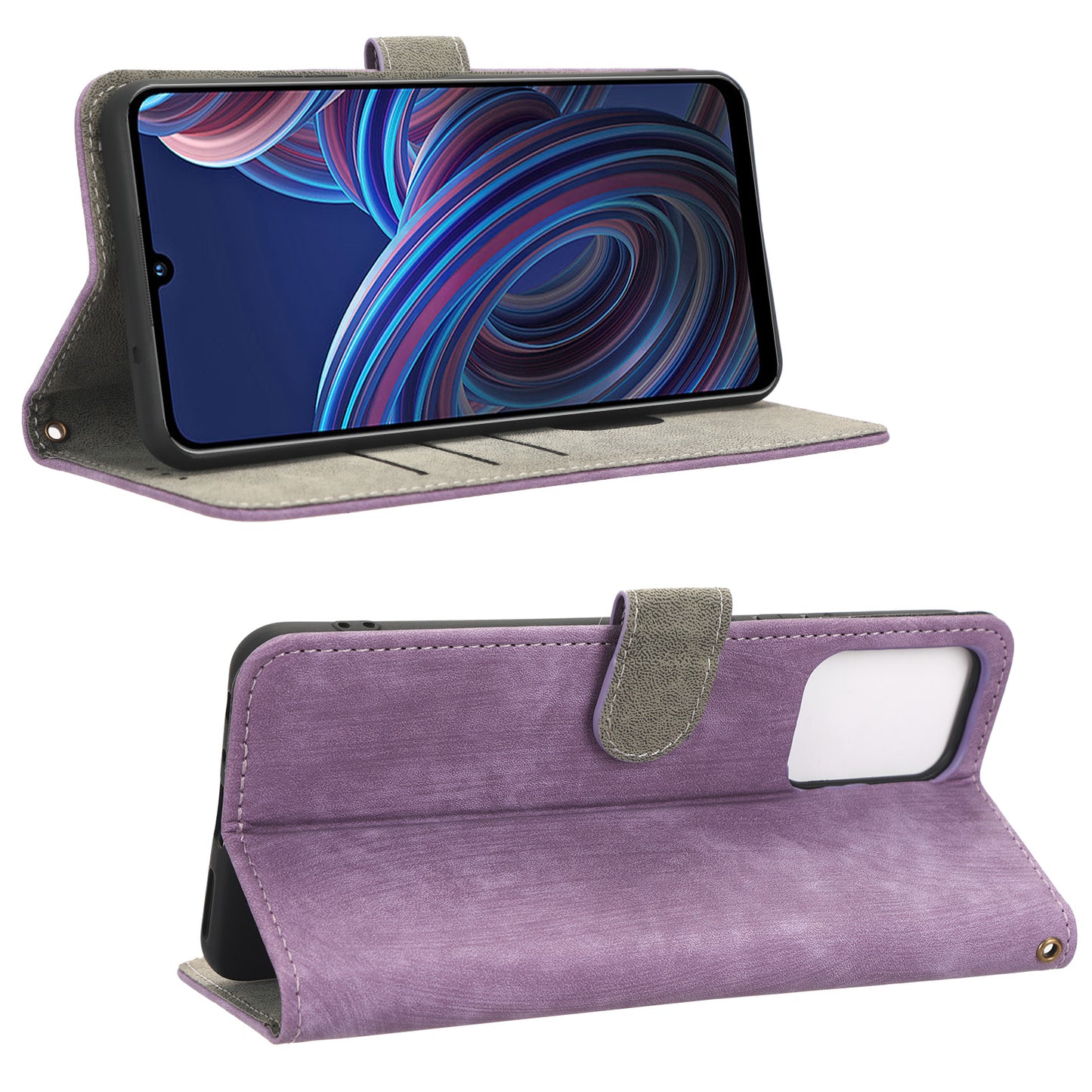 RFID Blocking Phone Case For ZTE Blade A72 5G, Magnetic Clasp Flip Leather Wallet Cover with Stand