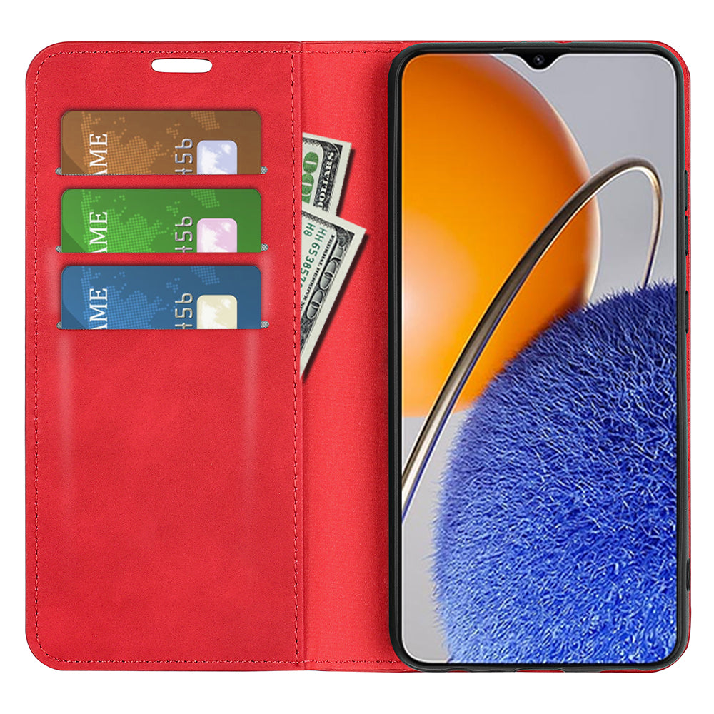For Huawei nova Y61 4G PU Leather Magnetic Auto Closing Cover Stand Wallet Skin-touch Feeling Shockproof Phone Case