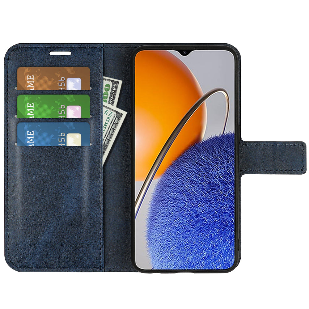 For Huawei nova Y61 4G Calf Texture PU Leather Phone Case Wallet Stand Full Body Flip Folio Square Magnetic Clasp Protective Cover