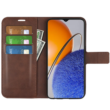 For Huawei nova Y61 4G Calf Texture PU Leather Phone Case Wallet Stand Full Body Flip Folio Square Magnetic Clasp Protective Cover
