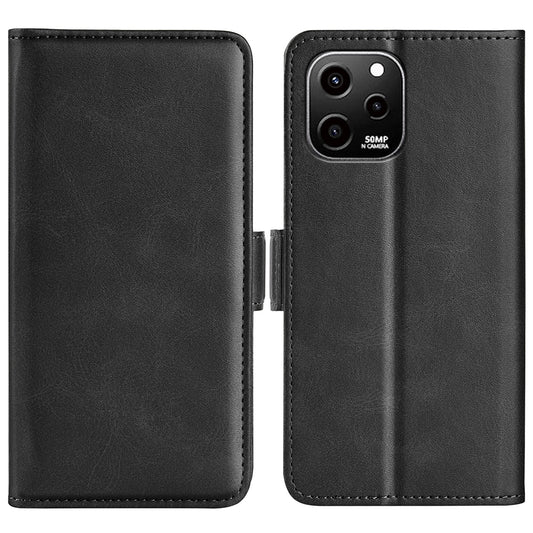 For Huawei nova Y61 4G PU Leather  Cell Phone Cover Dual Magnetic Clasp Calf Texture Case Foldable Stand Wallet