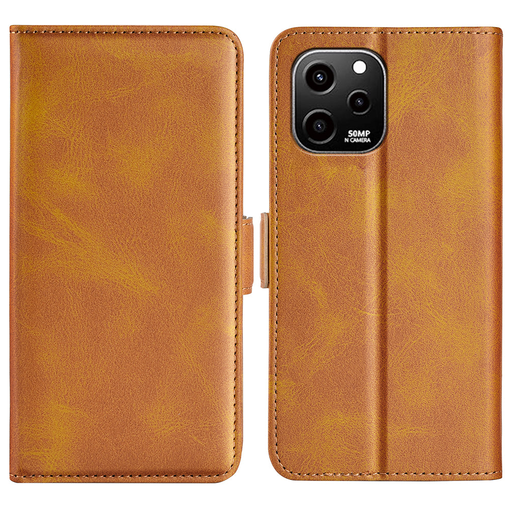 For Huawei nova Y61 4G PU Leather  Cell Phone Cover Dual Magnetic Clasp Calf Texture Case Foldable Stand Wallet