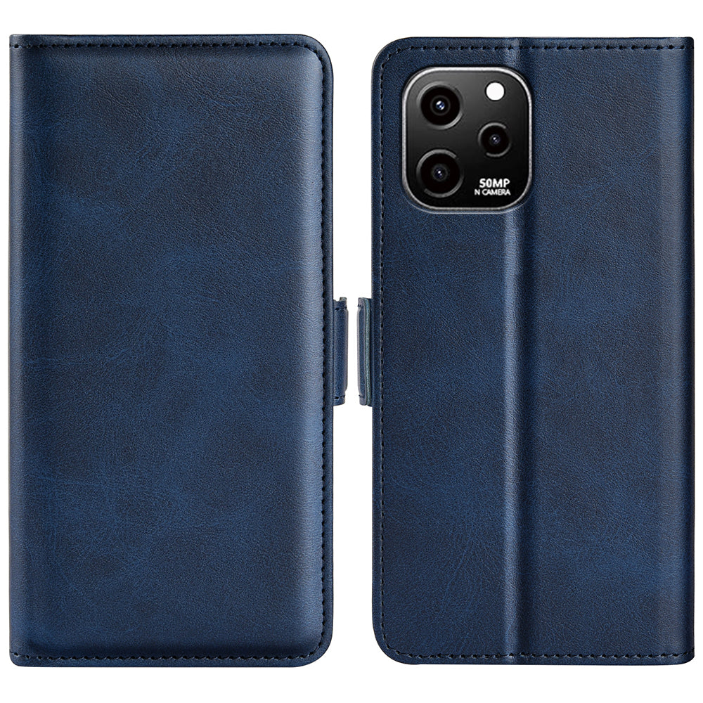 For Huawei nova Y61 4G PU Leather  Cell Phone Cover Dual Magnetic Clasp Calf Texture Case Foldable Stand Wallet