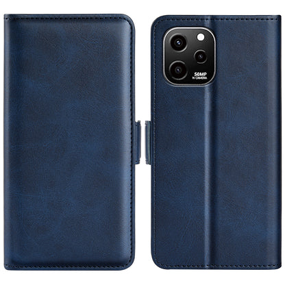 For Huawei nova Y61 4G PU Leather  Cell Phone Cover Dual Magnetic Clasp Calf Texture Case Foldable Stand Wallet