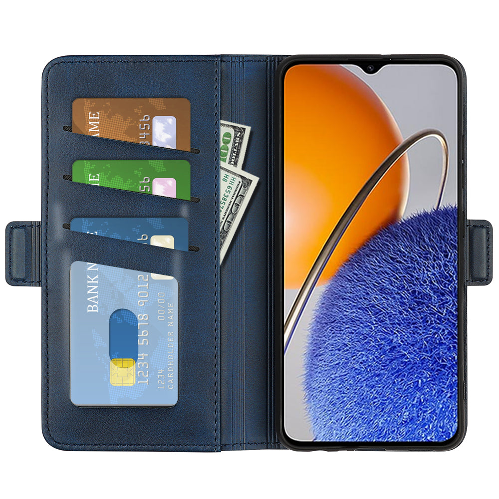 For Huawei nova Y61 4G PU Leather  Cell Phone Cover Dual Magnetic Clasp Calf Texture Case Foldable Stand Wallet