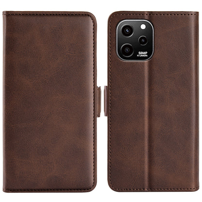 For Huawei nova Y61 4G PU Leather  Cell Phone Cover Dual Magnetic Clasp Calf Texture Case Foldable Stand Wallet